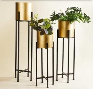 Jardinières en métal avec support pour plantes d'intérieur et d'extérieur, pots de fleurs décoratifs modernes pour salon, patio, jardin, décoration de la maison - Product Image 1