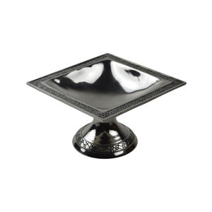 Plateau carré en argent avec support pour fêtes, restaurants et cuisine, idéal pour servir, à prix avantageux. - Product Image 1