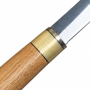 Natural Brown Wooden Handle Curved Utility Knife with Silver Cutting Edge Gold Metal Collar and Loop End for <b>Outdoor</b> Tasks Use - Product Image 6