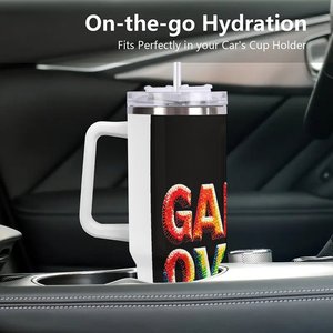 Gobelet isotherme en acier inoxydable 40 oz, design personnalisé « Game Over », mug de voyage - Product Image 3