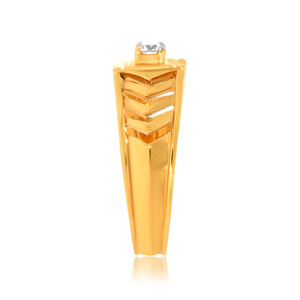 Solid 14K Gold <b>Men</b>’s <b>Ring</b> Featuring a Single Sparkling Diamond Polished Finish with Modern Geometric Accents - Product Image 3