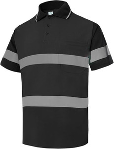 Summer Reflective Safety Polo Shirts Night Shift Work Wear Road Construction Hi Vi Black Safety Polo Shirts - Product Image 2