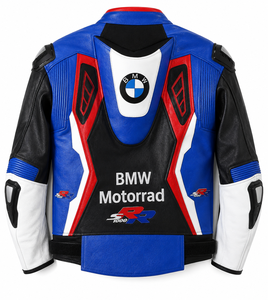 Men's Red Black Leather 220g Customized Brand <b>Motorcycle</b> <b>Jacket</b> Full Sleeve Color Blocked Windproof Racing Style <b>Summer</b> All - Product Image 4