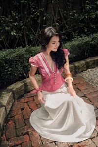 เสื้อสตรีคอวีลายสก๊อตสีแดงแขนสั้นเสื้อลูกไม้ติดกระดุมเปปลัมวินเทจเรโทรฤดูใบไม้ผลิฤดูร้อนเสื้อ LESTER - Product Image 3
