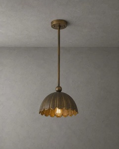 Brass Pendant Light Scalloped Shade Contemporary Ceiling Lamp Indoor Dining Room Decor Modern Interior Lighting - Product Image 3