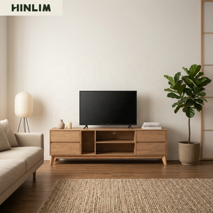 Modern Durable Wood <b>TV</b> <b>Stand</b> 65 in and up Scandinavian Style Living Room Furniture with Storage Drawers and Shelves Freestanding - Product Image 3