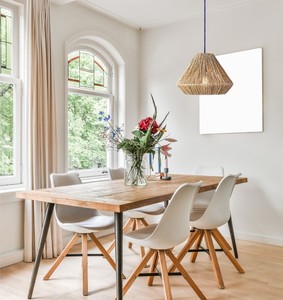 Abat-jour rustique en jonc de mer Vietrustic, disponible en OEM, fait main, rond, pour suspension, taille et couleur personnalisables - Product Image 3
