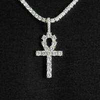 Pendentif Clé de Glace en Moissanite Argentée, Collier Statement Hip Hop Tonalité Blanche, Bijou de Mode de Luxe, Accessoire Charme, Collier Clé