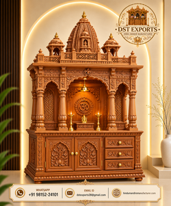 Grand Mandir de prière en teck sculpté à la main pour la maison – Mandir de luxe en teck sculpté à la main pour maisons de luxe aux États-Unis - Product Image 2