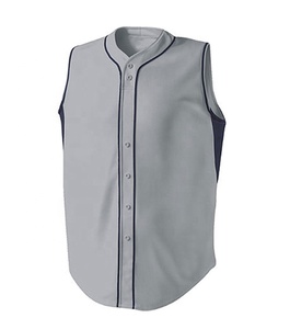 En blanco al por mayor en blanco de los hombres camisa sin mangas con cuello en V camiseta de béisbol - Product Image 1