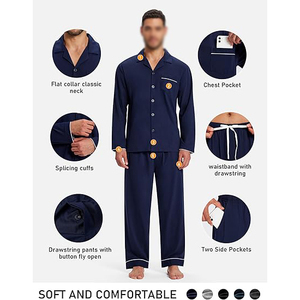 Everyday Lounge <b>Men</b> Night Suit Short Sleeve Scoop Neck Shorts <b>Set</b> Drawstring Soft Breathable Lightweight Summer <b>Pajamas</b> - Product Image 4