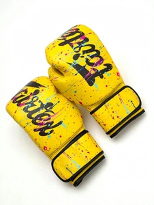 Nouveautés : Gants de boxe Fairtex en cuir personnalisés, imprimé bleu effet éclaboussures, avec fermeture auto-agrippante, pour le kick-boxing et l'entraînement MMA - Product Image 4