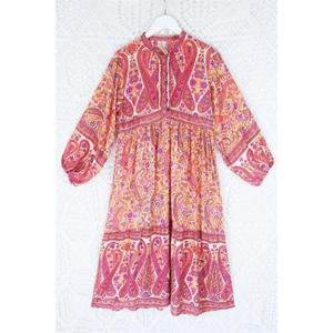 Robe longue bohème à fleurs pour femme, manches longues, imprimé vintage, coupe ample, décontractée, pour la plage ou les vacances - Product Image 2