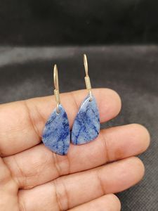 Pendientes Colgantes de Plata de Ley 925 Hechos a Mano con Ágata Azul para Mujer, Joyas de Lujo, Diseño de Joyería Único - Product Image 5
