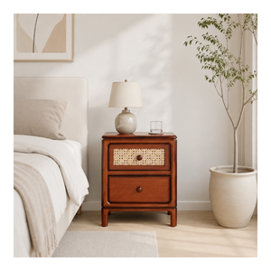 Colección LAYTON, Mesita de Noche Moderna de Madera Maciza, Ecológica y Duradera, con 2 Cajones, Mesa Auxiliar de Alta Calidad para Dormitorio - Product Image 1
