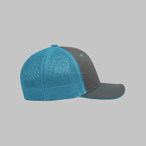 Venta al por mayor de alta calidad ala curva impresión Digital aplique parche malla difusa 5 paneles gorra de terciopelo gorra de camionero - Product Image 5