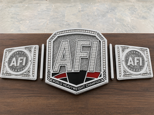 Cinturón de Campeonato de Lucha Libre AFI Personalizado, Aleación de Zinc, Chapado en Oro, Decorado con Diamantes de Imitación, Hebilla con Placa con Letras Impresas, Resistente - Product Image 6