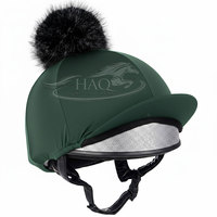 Funda para Casco de Equitación Stable Club, con Pompón de Piel Sintética, Elástica, de Seda, para Competición, Serie Invernal
