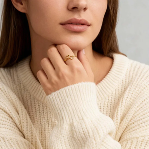 Bague géométrique incrustée en acier inoxydable 304 avec revêtement PVD or véritable 18 carats, étanche et résistante au ternissement, bijoux de mode - Product Image 3