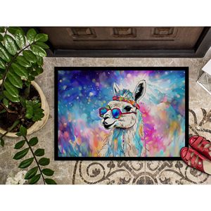 Felpudo Hippie Animal Llama, antideslizante, lavable, de pila baja, 18H X 27W, alfombrilla de entrada para interior y exterior para puerta Delantera - Product Image 3