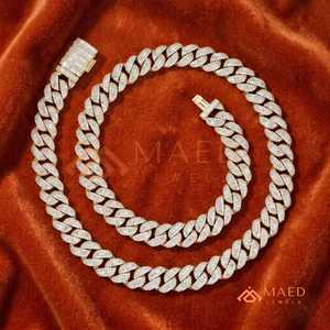 18K Gold Plated Baguette Moissanite Cuban Link Chain Necklace Iced Out Luxury Hip Hop Jewelry <b>Gift</b> Trend - Product Image 4