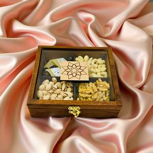 Boîte de rangement élégante en bois et acrylique pour fruits secs avec compartiments, rangement décoratif pour fruits secs - Product Image 4