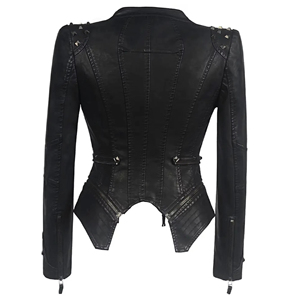 Manteau en cuir véritable pour femme, de haute qualité, noir, avec fermeture éclair, automne-hiver 2026 - Product Image 2