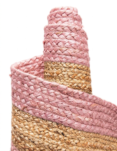 Alfombra Rectangular de Yute Natural Rosa Tejida a Mano con Diseño de Borde para Sala de Estar, Dormitorio y Decoración del Hogar - Product Image 3