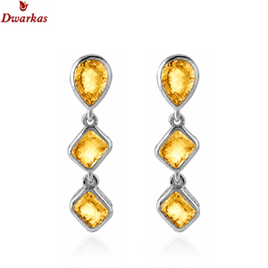 Elegantes y populares pendientes al por mayor de plata de ley 925 con citrino natural, fabricante y exportador de pendientes colgantes. - Product Image 2