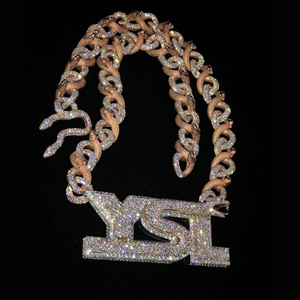Iced Out <b>Initial</b> Letter <b>Pendant</b> Moissanite 18K Gold Plated Hip Hop Rapper Bling Charm For Men's Pass Diamond Tester <b>Pendant</b> - Product Image 3