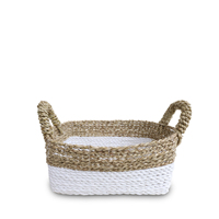 Panier de rangement rectangulaire en jonc de mer Gubuk Bali avec poignée, écologique, multifonctionnel, décoration d'intérieur pour le rangement de la cuisine
