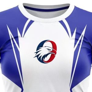 Maillot de football pour femmes bleu royal et blanc à manches courtes, respirant, pour l'entraînement, les matchs et les compétitions - Product Image 6