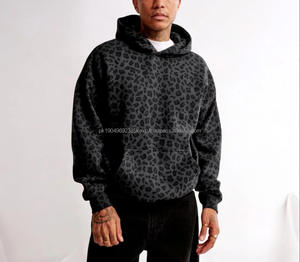 2025 Autumn and Winter Nnew Fleece No Strings Heavy Oversized Men Hoodies American Style Fashion <b>Leopard</b> <b>Print</b> Winter Hoodie - Product Image 2