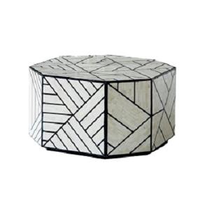 Mesa de centro de madera de estilo floral moderno con incrustaciones de hueso para decoración del hogar y muebles de sala de estar - Product Image 4