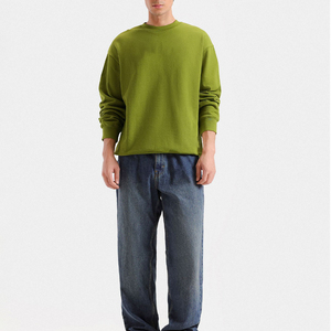 Sudadera de Cuello Redondo para Hombre, Corte Holgado, Color Sólido, Tejido de Algodón, Estilo Casual Otoñal - Product Image 1