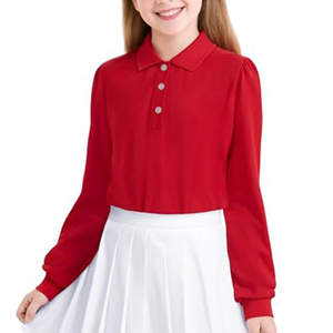 เสื้อโปโลแขนยาวสีดำสำหรับเด็กผู้หญิง วัยรุ่น  รับสกรีนโลโก้ ผ้าคอตตอนผสมโพลีเอสเตอร์  เสื้อโปโลแบบนักเรียนสำหรับเด็ก - Product Image 5