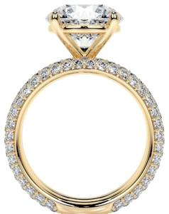 Bague de fiançailles solitaire éternité en or jaune plaqué 10 carats avec diamant de laboratoire taille brillant, bijoux fins tendance - Product Image 1