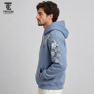 <b>Trendy</b> men embroidered <b>hoodie</b> brings warmth comfort and attractive embroidery making it ideal for casual days outdoor activities - Product Image 5