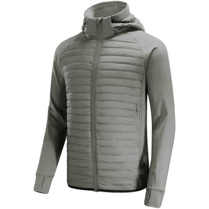 Veste matelassée à capuche pour homme, coupe-vent, rembourrage en polyester, hiver, décontractée, coupe ajustée, col montant, fermeture éclair, couleur unie, OEM - Product Image 1