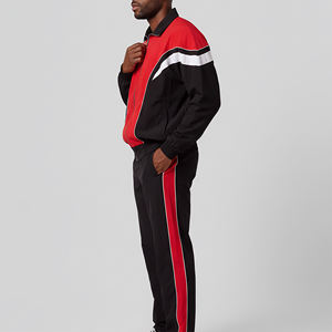Custom Men's 100% Cotton Color Block Streetwear Hoodie Jogger Tracksuit Two Piece <b>Set</b> - Product Image 4
