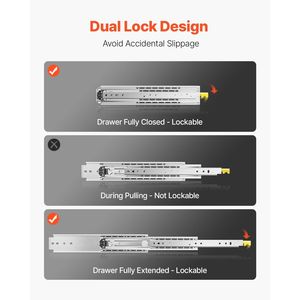 Guide per cassetti a estrazione totale, capacità di carico 500 libbre, con blocco, per cassetti da 18, 20, 22, 28, 30, 32, 36, 38, 40, 44, 48, 52, 56, 60 pollici - Product Image 3
