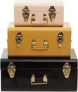 Custom Matte Dark Charcoal Grey Metal <b>Storage</b> Trunk <b>Box</b> Vintage <b>Decorative</b> Keepsake <b>for</b> Living Room Home Office Bedroom - Product Image 3