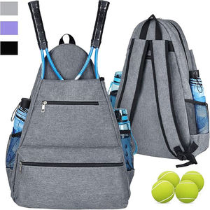 Premium Water Resistant Tennis Backpack Stylish Grey <b>Racket</b> Carrier with Padded Shoulder Straps - Product Image 1