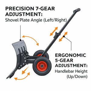 Pousse-neige de 30 pouces avec roues, pelle à neige en acier robuste avec poignée réglable et pneus pneumatiques ODGWTO010 - Product Image 5