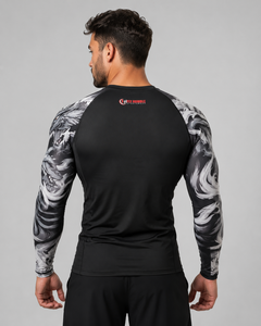 Fly Humble Sportswear Men's Full Sleeve Rash Guard Digital Print Breathable Quick Dry <b>Compression</b> <b>Shirt</b> Seamless Fusing <b>Black</b> - Product Image 2
