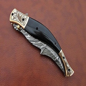 Couteau pliant en acier Damas sur mesure, couteaux de poche pour le camping, couteaux utilitaires faits à la main pour l'extérieur, couteau EDC, fournisseur en gros USA EU, cadeau pour lui - Product Image 5