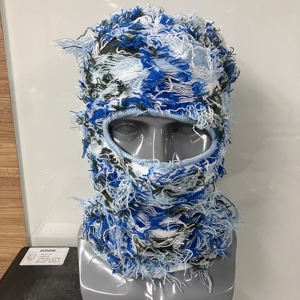 Wholesale Distressed Fashion Cotton Striped One Hole Ski Mask Beanie Winter Warm Knitted Face Cover - Product Image 4