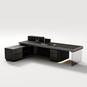 Escritorio Ejecutivo en Forma de L de 86 Pulgadas con Cajones Iluminados, Estación de Trabajo Grande para Oficina, Hogar y Negocios - Product Image 3