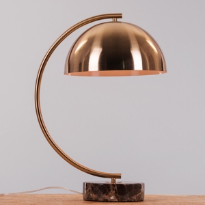 Modern Luxury Rose Gold Dome <b>Table</b> Lamp Marble Base Curved Metal <b>C</b> Shape Desk Light Art Deco Bedside Living Room Home Decor - Product Image 1