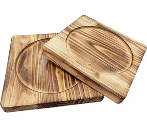 Sous-verres en bois pour théière/plat chaud, pour table à manger, sous-verres en bois pour la maison avec design circulaire, antidérapants, supports en bois pour plats chauds - Product Image 1